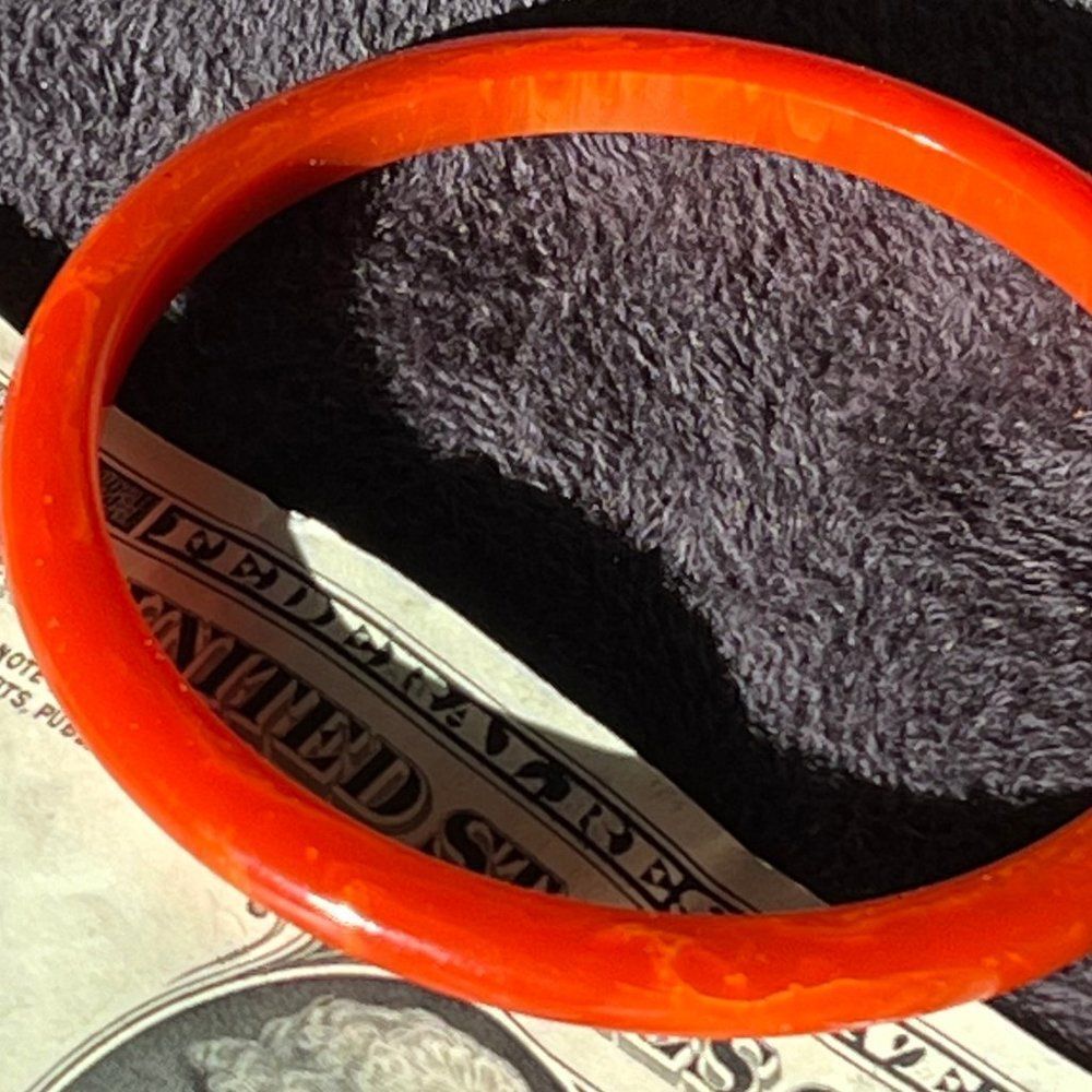 Vintage Orange Bakelite? Acrylic Bangle Bracelet - Picture 2 of 7